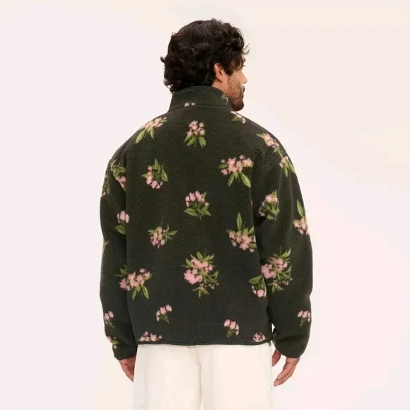 Woolrich Floral Zip-Up Fleece Jacket - Olive Green - Picture 2 of 7